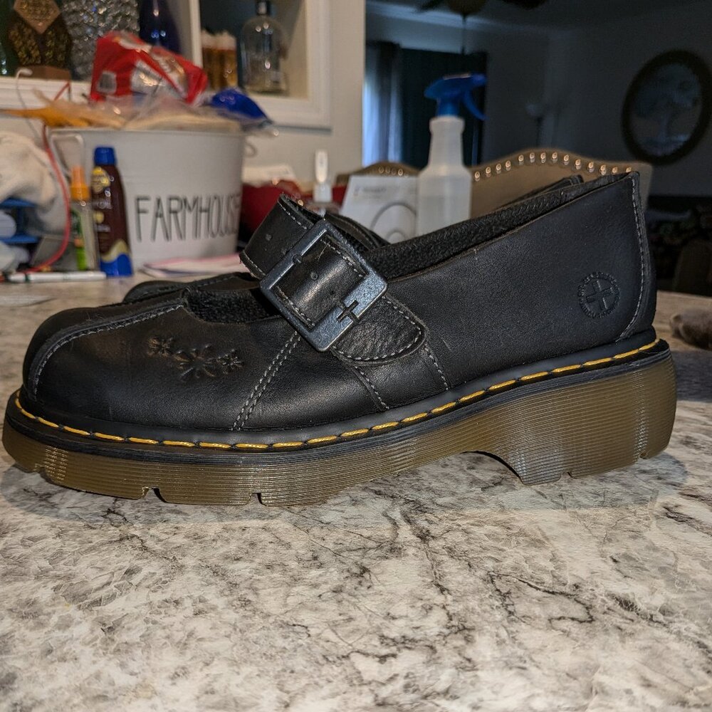 Vintage Dr Martens 12277 Daisy Splat Chunky Platform Y2K Mary Janes Size 10